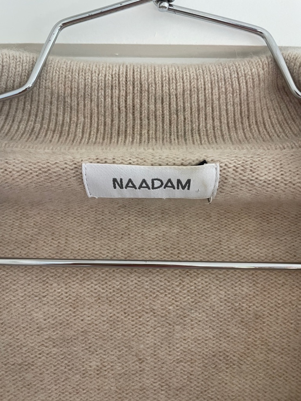 NAADAM Beige Collared V-Neck Wool-Cashmere Blend Sweater - Picture 2 of 4